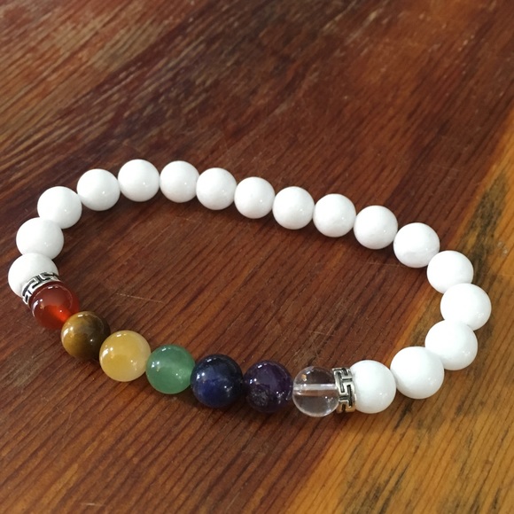 White Jade Chakra Bracelet NATURAL STONES - Picture 7 of 8
